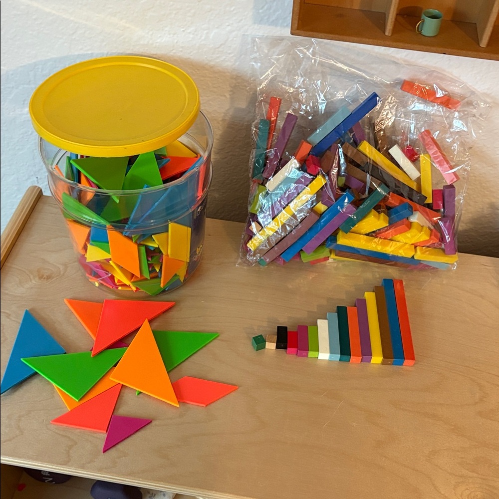 Homeschool Plastic Tangrams + Counting Cuisenaire Rods